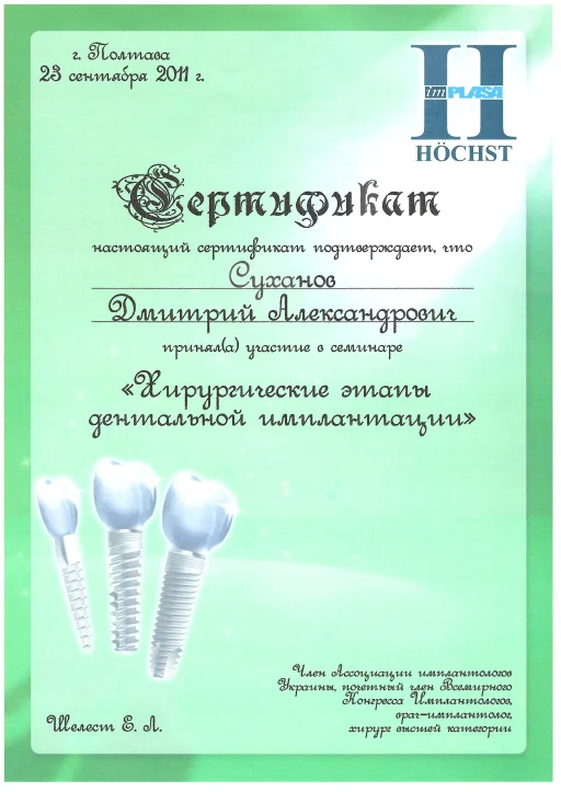 Сертифікат Суханов Дмитро Олександрович