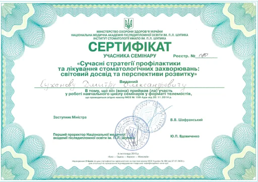 Сертифікат Суханов Дмитро Олександрович